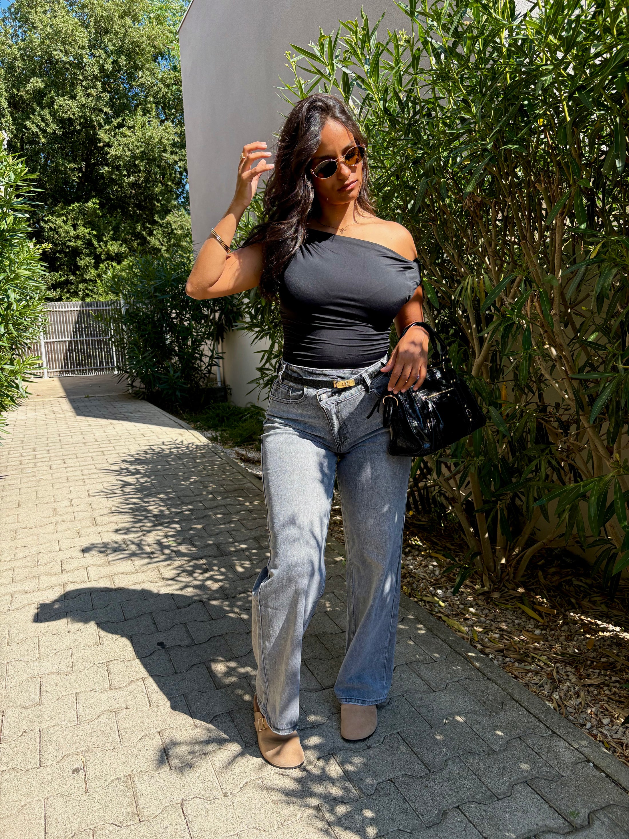 JEANS ASYMETRIQUE GRIS