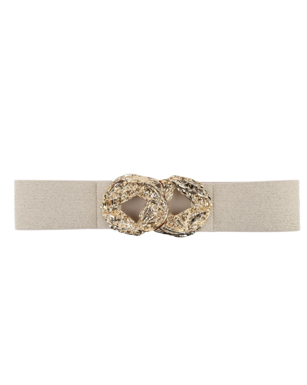 CEINTURE ÉLASTIQUE À DOUBLE BOUCLES DORÉES .