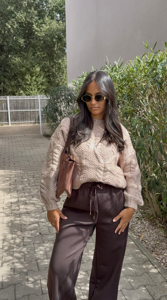 PULL TORSADÉ BEIGE